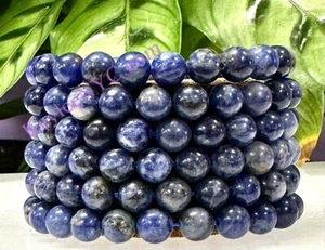 Wholesale Lot 6 Pcs Natural Sodalite 8mm 7.5” Crystal Healing Stretch Bracelet - Picture 1 of 4