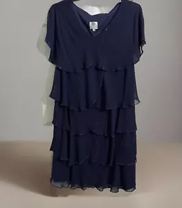 Vintage Patra Cocktail Dress Ruffle & Beaded Accent V-Neck| Women's: 18W - Picture 1 of 8