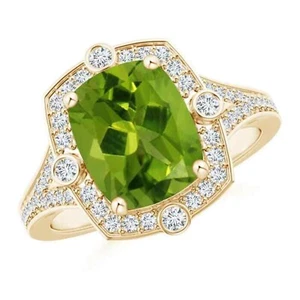 Peridot Gemstone Solitaire with Accents Mother Ring Jewelry Sterling Silver US 7 - Picture 1 of 7