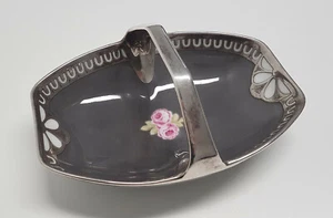 Henkelschale Thomas Porzellan ca 1910 Jugendstil ArtNoveau silver overlay 1000er - Bild 1 von 5