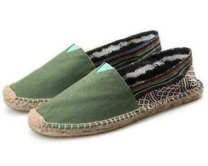 Mens Fashion Ethnic Canvas Stitching Slip On Espadrille Loafers Casual Shoes HHP
