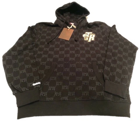 Toronto Raptors Mitchell Ness Black Gold All Over Retro Logo Sweatshirt Hoodie Cover