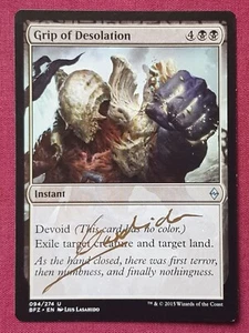 Magic The Gathering BATTLE FOR ZENDIKAR GRIP OF DESOLATION SIGNED card MTG - Picture 1 of 2