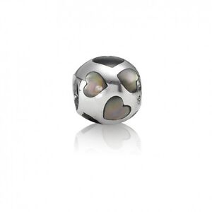 AUTHENTIC PANDORA HEART MOTHER OF PEARL BLACK CHARM BRAND NEW SILVER #790398MPB