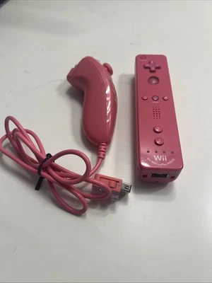 PINK Nintendo Wii Motion Plus Controller With Pink Nunchuck,Sleeve,Strap Tested - Image 1 of 4