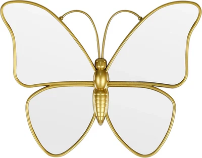 Espelho de parede decorativo borboleta com moldura de plástico dourado (12,2 X 9,8 polegadas) - Imagem 1 de 4