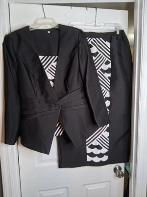 Ella Belle New York 3 Piece Skirt Suit Black And White Size14W - Image 1 of 4