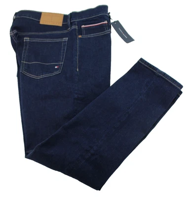 TOMMY HILFIGER TH FLEX Size 36 x 30 Slim Fit Slim Leg Dark Blue Jeans RETAIL $79 - Image 1 of 4