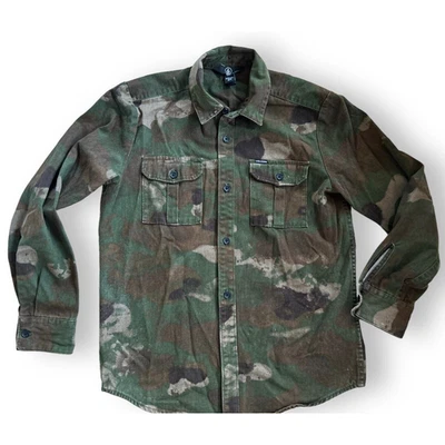 Volcom Big Kid Boys Huckster Camo Shirt Sz Large 12 Y Skater - Image 1 of 4