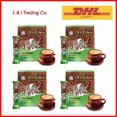 4 X Old Town 3 en 1 Instantáneo Avellana Blanco Café 15 Palitos x 38g DHL EXPRESS Foto 1 de 4