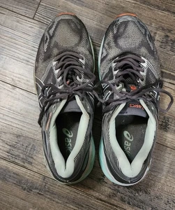 Asics Gel-Nimbus 19 Running Shoes Athletic Women’s Size 9 Gray Coral Seafoam B40 - Picture 1 of 10