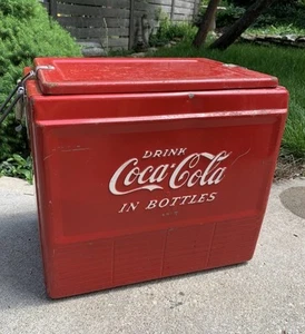 Ghiacciaia vintage in metallo COCA COLA COOLER con vassoio panini ottime condizioni! - Foto 1 di 24