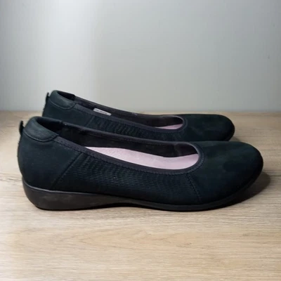 Zapatos Aravon para mujer de cuero negro punta redonda cómodos zapatos planos de ballet talla 8,5 Foto 1 de 4