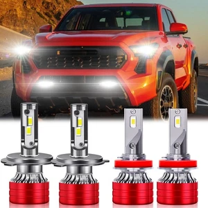 9003 H4 H11 LED Headlight Hi/Lo + Fog Light 4 Bulbs For Toyota Tacoma 2012-2015 - Picture 1 of 16