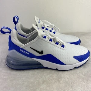 Nike Air Max 270 Golf Shoes White Blue Comfort CK6483-106 Mens Sz 9 Wmns Sz 10.5 - Picture 1 of 13