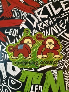 Vintage Stickers Monkeying Around Monkeys Die Cut Prism Vending Sticker VTG 01 - Picture 1 of 8