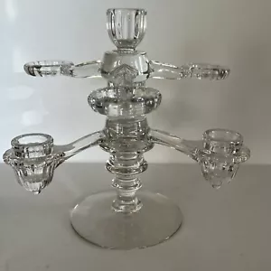 Jarrón vintage de vidrio Cambridge de 3 brazos candelabro Epergne MCM ~ 3 piezas - Imagen 1 de 9