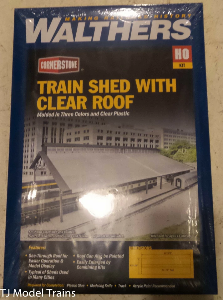 Walthers HO #933-2984Train Shed with Clear Roof -- Kit - Image 1 of 1