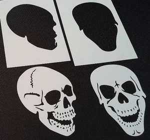 Set of 2pcs Skulls Airbrushing Mylar Reusable Stencils Vehicle Bike Painting - Picture 1 of 6