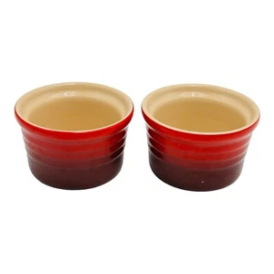 Le Creuset Stoneware Ramekins Ombre Red .2L/7oz Stackable Set Of 2 NEW - Picture 1 of 13