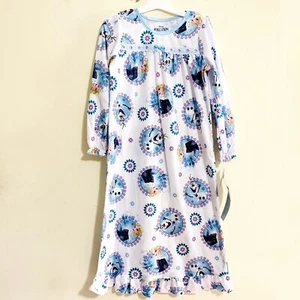 Girls' Frozen Granny Nightgown White Size Small White and Blue - Picture 1 of 5