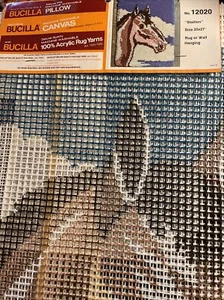 Bucilla Latch Hook Rug Canvas 20X27 "Stallion" #12020 Vintage - Picture 1 of 5