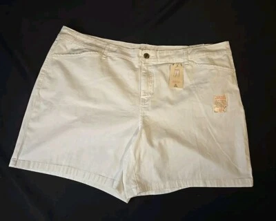 Sz 24W Women’s White Shorts. 7" inseam. NEW St John's Bay Midrise Cotton Blend  - Image 1 of 4