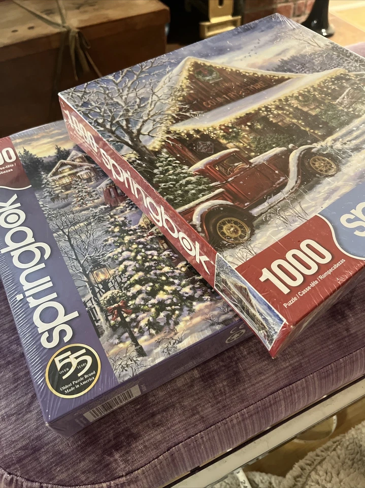 Springbok Country Christmas Truck Snowman Scene Jigsaw Puzzle 24x30 1000pc