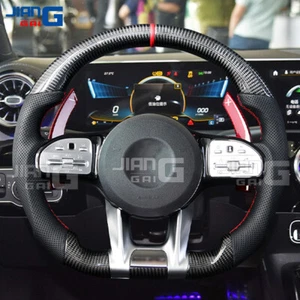 Volante de fibra de carbono para Mercedes Benz AMG G63 C S GLE 2018+ con paletas - Imagen 1 de 10
