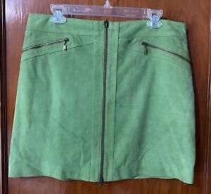 NWOT Michael Kors Mini Skirt Suede Irish Green 2 Way Front Zip Pockets 12