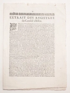 Secretaire du Roy Louis XIII: Extrait des Registres du Conseil d'Estat. 1641 - Picture 1 of 4