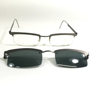Lindberg Eyeglasses Frames Mod.4015 Matte Gray with Clip On Lenses 50-21-135 - Picture 1 of 12