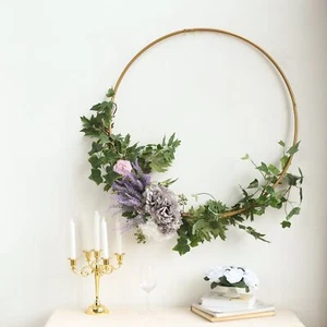 GOLD 36" wide Round Metal Floral Hoop Wreath Ring Wedding Party Home Decorations - Picture 1 of 8