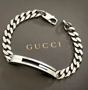 Gucci chain cutout 925 Silver Bracelet ~ Sterling Silver Bangle Only Fast Ship - Picture 1 of 8