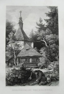 Bad Reinerz Diszniki-Zdroj Einsiedelei Polen Polska alter Stahlstich 1844 Nr.2  - Bild 1 von 1