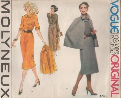 Vogue Sewing Pattern 1733 Dress & Cape Jacket by Molyneux Size 16 Vintage 70s - Image 1 of 4