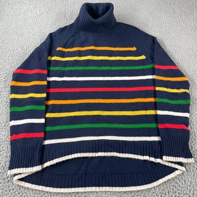 J. Suéter Crew Multistripe Arco Iris Hilo Supersuave Cuello Alto Lana Alpaca Pequeño Foto 1 de 4