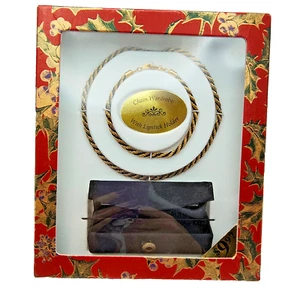 Conjunto de regalo de armario de cadena vintage tono dorado collar pulsera soporte lápiz labial - Imagen 1 de 24