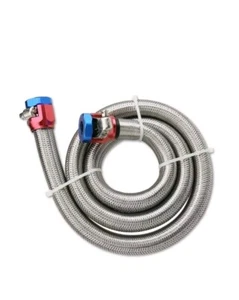 #311 Universal Braided Steel Fuel Line Kit 3/8 inch x3 ft Anodized Clamp Covers - Bild 1 von 3