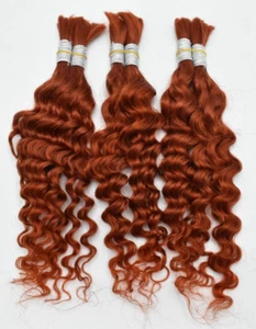 Renyarch #350 Ginger Human Braiding Hair Deep Wave Hair Extensions - 6 Bundles - Picture 1 of 6