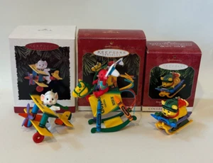 3 Crayola Crayons Series Hallmark Ornaments - Airplane Sled Horse 1996 1997 1998 - Picture 1 of 8