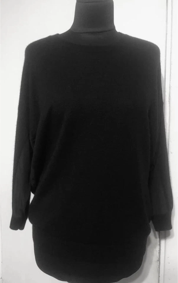 BRUNELLO CUCINELLI womens Top Sweater shirt  Black Reglan 3/4sleeve  Sz M6 - Image 1 of 4