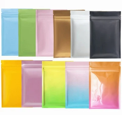 100/200pcs Smell Proof Mylar Bags Aluminum Foil Pouch Resealable Zip Lock LOT - Image 1 of 4