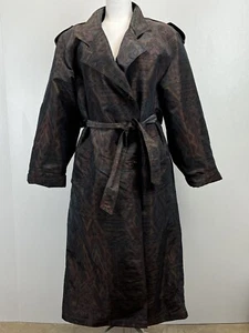 Vtg Womens Gallery Aztec Southwest Print Trench Coat Jacket Sz 10 VGUC 80’s - Picture 1 of 10