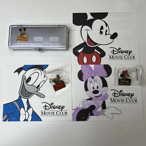 Disney Movie Club 3 Pin Set w/ Display Case Mickey Donald Minnie COA Sealed - Picture 1 of 10