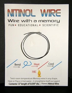 Nitinol Memory Wire 12" Length x .03" Diameter - Picture 1 of 2