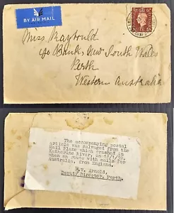 1939 Australia/Great Britain "Koranga" Crash Cover with label from F.W. Arnold. - Picture 1 of 3