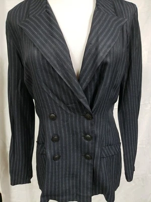 All that Jazz Classic 80's Vintage 2pc Pant Suit Black Stripe 9/10 - Image 1 of 4