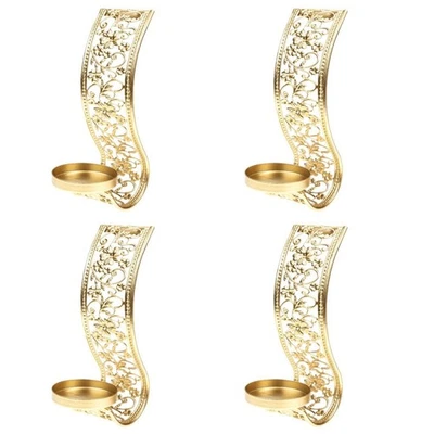 4pcs Metal Wall Sconce Candle Holder Wall Hanging Home Hollow Out Candleholder - Image 1 of 4