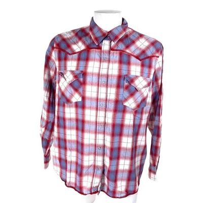 Roper LS Shirt Plaid Red White Blue 2X Pearl Snap Western - Image 1 of 4